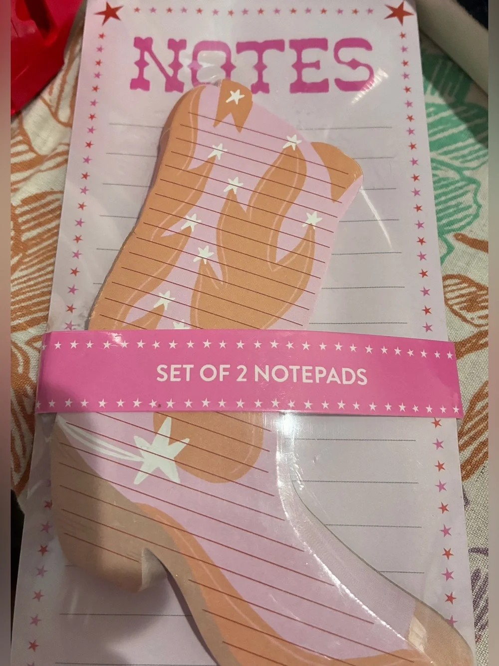 2 Western Cowgirl Boots Notepads. Pink, Tan & Orange. NWT